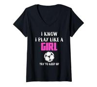 Donna Gioco come una ragazza.. prova & tenere il passo - Calcio femminile/Calcio Maglietta con Collo a V