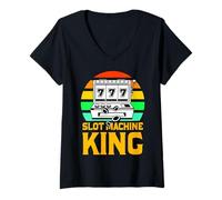 Donna Gioco d'azzardo di Las Vegas Lucky Slot Machine Re Slot Maglietta con Collo a V