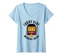 Donna Gioco D'Azzardo Las Vegas Lucky Slot Machine Maglietta con Collo a V