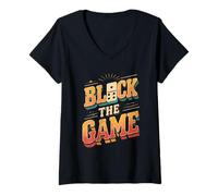 Donna Gioco del Domino Block The Game Maglietta con Collo a V
