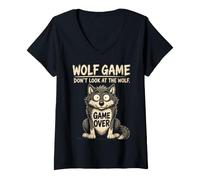 Donna Gioco del Pollo Don't Look at The Chicken Funny Chicken Maglietta con Collo a V