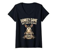 Donna Gioco del Pollo Don't Look at The Chicken Funny Chicken Maglietta con Collo a V