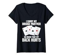 Donna Gioco di carte gioco I Carry My Legend Cards Bridge Player Maglietta con Collo a V