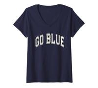 Donna Gioco di Guerra Estivo Let's Go Blue Team Building Competition Maglietta con Collo a V