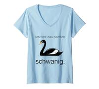 Donna Gioco di Parole Tedesco Cigno Nero Schwanig Maglietta con Collo a V