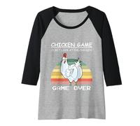 Donna Gioco di pollo non guardare la fattoria retrò di pollo Maglia con Maniche Raglan
