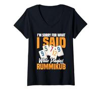 Donna Gioco di tessere Rummikub Player I Am Sorry King Rummikub Maglietta con Collo a V