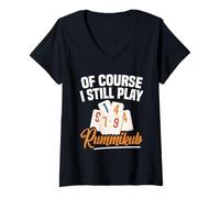 Donna Gioco Rummikub Tile Gioco Ancora Giocare Joker Rummikub Player Maglietta con Collo a V