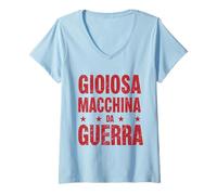 Donna Gioiosa Macchina da Guerra Occhetto Progressisti PDS 1994 Maglietta con Collo a V