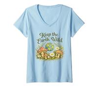 Donna Giornata della Terra - Eco Nature Conservation Keep Earth Wild Maglietta con Collo a V