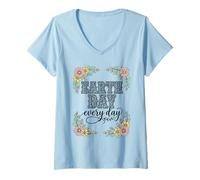 Donna Giornata della Terra Every Day Leopard Boho Floral Maglietta con Collo a V