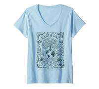 Donna Giornata della Terra Nutrire Proteggere Pianeta Eco Design Maglietta con Collo a V