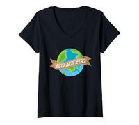 Donna Giornata della Terra Ogni Giorno 2020 Eco Non Ego Ambientale Maglietta con Collo a V