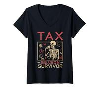 Donna Giornata fiscale Cpa Tax Season Survivor Contabile Tax Preparer Maglietta con Collo a V