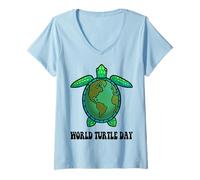 Donna Giornata Mondiale della Fauna Selvatica Let's Save The Turtle Cool Turtles Design Maglietta con Collo a V
