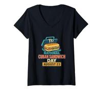 Donna Giornata Nazionale Cubana del panino 23 Agosto Retro Foodie Tampa Mia Maglietta con Collo a V