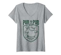 Donna Giorno di San Patrizio Irish Basking Shark Pub To Pub Oceano Maglietta con Collo a V