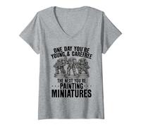 Donna Giovane e spensierato Pittura Miniature Wargamer Maglietta con Collo a V