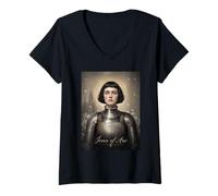 Donna Giovanna D'Arco Jeanne d Arc Maglietta con Collo a V