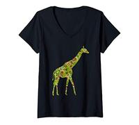 Donna Giraffe Art Cute Artistic Giraffe Zoo Safari Animal Gift Maglietta con Collo a V