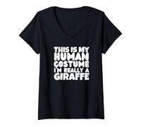 Donna Giraffe This Is My Human Costume I'm Really A Giraffe Maglietta con Collo a V