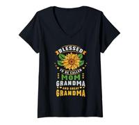 Donna Girasole benedetto per essere chiamato mamma Grande nonna Maglietta con Collo a V