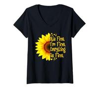 Donna Girasole Va bene, sto bene, va tutto bene Maglietta con Collo a V