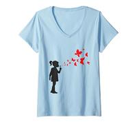 Donna Girl Spruzzatore Fine-Art Graffiti Stencil Street-Art Style Love Maglietta con Collo a V