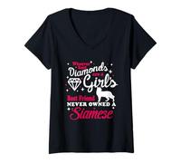 Donna Girl's Best Friend Never Owned A Siamese Cat Funny Kitten Maglietta con Collo a V