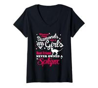 Donna Girl's Best Friend Never Owned A Sphynx Cat Funny Kitten Maglietta con Collo a V