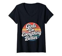 Donna Girls Do Everything Better Fiducia femminista |- Maglietta con Collo a V