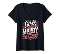 Donna Girls Gone Muddy Mud Run Princess Maglietta con Collo a V