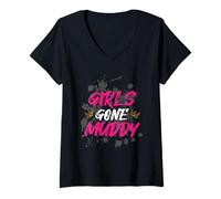 Donna Girls Gone Muddy Muddy Race Fango Mud Run Maglietta con Collo a V