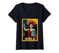 Donna Girls Medusa Feminist Greek Mythology Art Maglietta con Collo a V