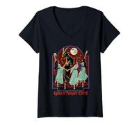 Donna Girl's Night Out Witches Retro Vintage Funny Adult Humor Maglietta con Collo a V