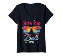 Donna Girls Trip 2025 Bali Girls Weekend Summer Vacation Party Maglietta con Collo a V