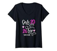 Donna Girls Trip 2026 Miami Vacation Beach Cruise, Abbinamento di Gruppo Maglietta con Collo a V