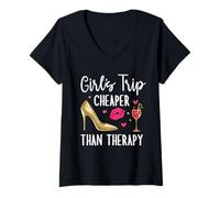 Donna Girls Trip Cheaper Than a Therapy 2026 Girls Party Weekend Maglietta con Collo a V