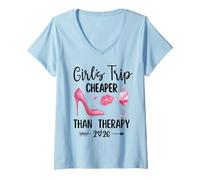 Donna Girls Trip Cheaper Than a Therapy 2026 Girls Weekend Party Maglietta con Collo a V