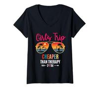 Donna Girls Trip Cheaper Than a Therapy 2026 Summer Girls Weekend Maglietta con Collo a V