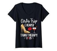 Donna Girls Trip Cheaper Than a Therapy Womens Girls Weekend 2025 Maglietta con Collo a V