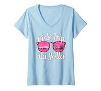 Donna Girls Trip La Jolla Bachelorette Donne Viaggio Maglietta con Collo a V