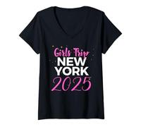 Donna Girls Trip New York 2025 Weekend Regali di compleanno per donne Maglietta con Collo a V