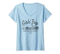 Donna Girls Trip Paesi Bassi 2027 | Ragazze Viaggi Vacanza Maglietta con Collo a V