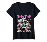 Donna Girls Trip Salem 1692 Time To Get Wicked Halloween Group Maglietta con Collo a V