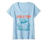 Donna Girls Trip Summer Edition Beach Outfit Donna Maglietta con Collo a V