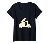 Donna Giro Silhouette Scooter Maglietta con Collo a V