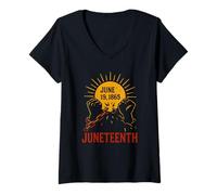 Donna Giugno 19 Giugno 1865 Vintage Women's Black History, Maglietta con Collo a V