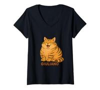 Donna Giuliano Il Gatto Fiocchi d'avena Non Mi arrabbio Maglietta con Collo a V