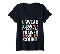 Donna Giuro Che Il Mio Personal Trainer Non può contare Maglietta con Collo a V